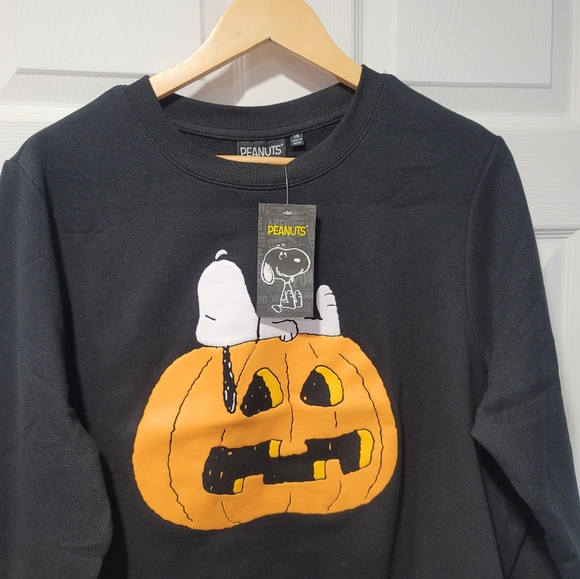 Peanuts Snoopy Sweater Size 1X in Black with Pumpkin Theme - Picture 5 of 6